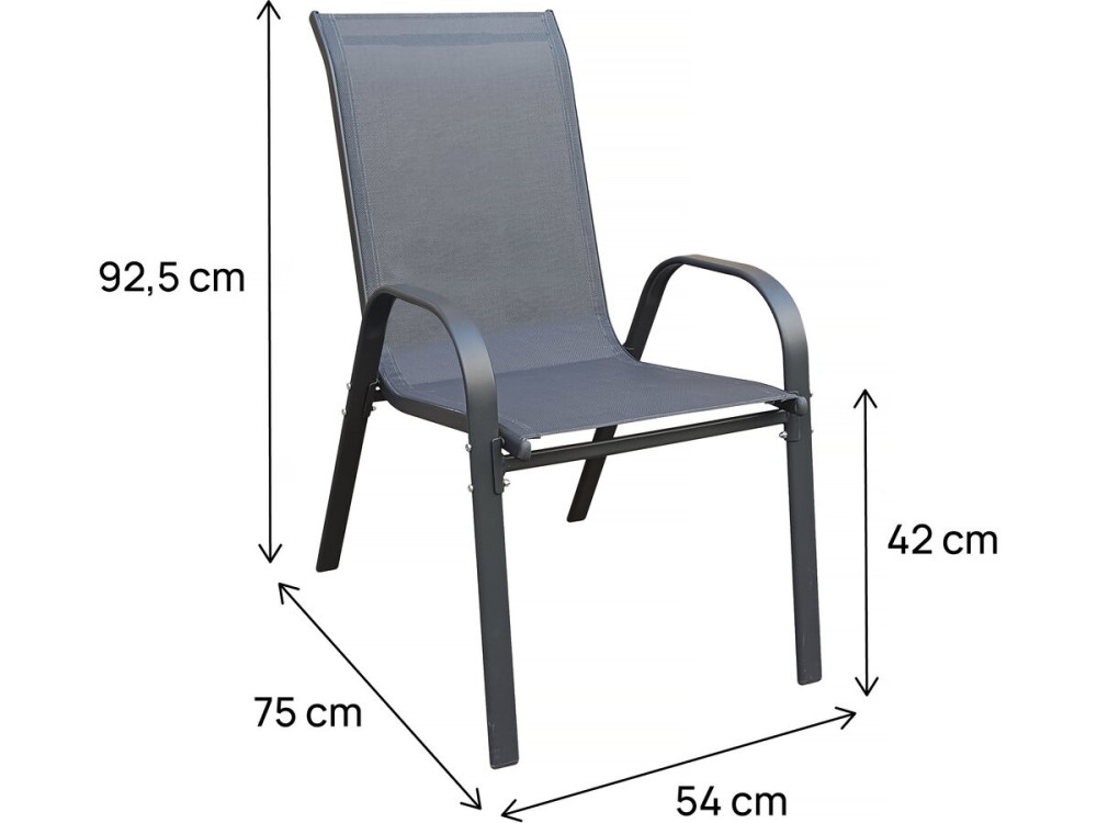 Fauteuil jardin textilène "Cordoba" - Phoenix - Lot de 2 - Anthracite