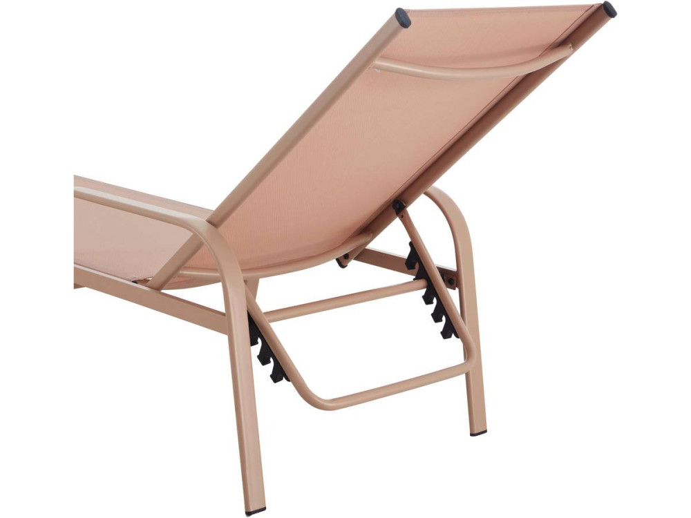 Lot de 2 Bains de soleil en métal avec accoudoirs "Farniente" - Marron