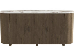 Buffet en bois avec plateau en céramique "Azya" - 160 x 45 x 75 cm - Marron