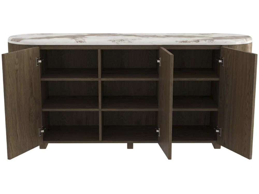 Buffet en bois avec plateau en céramique "Azya" - 160 x 45 x 75 cm - Marron
