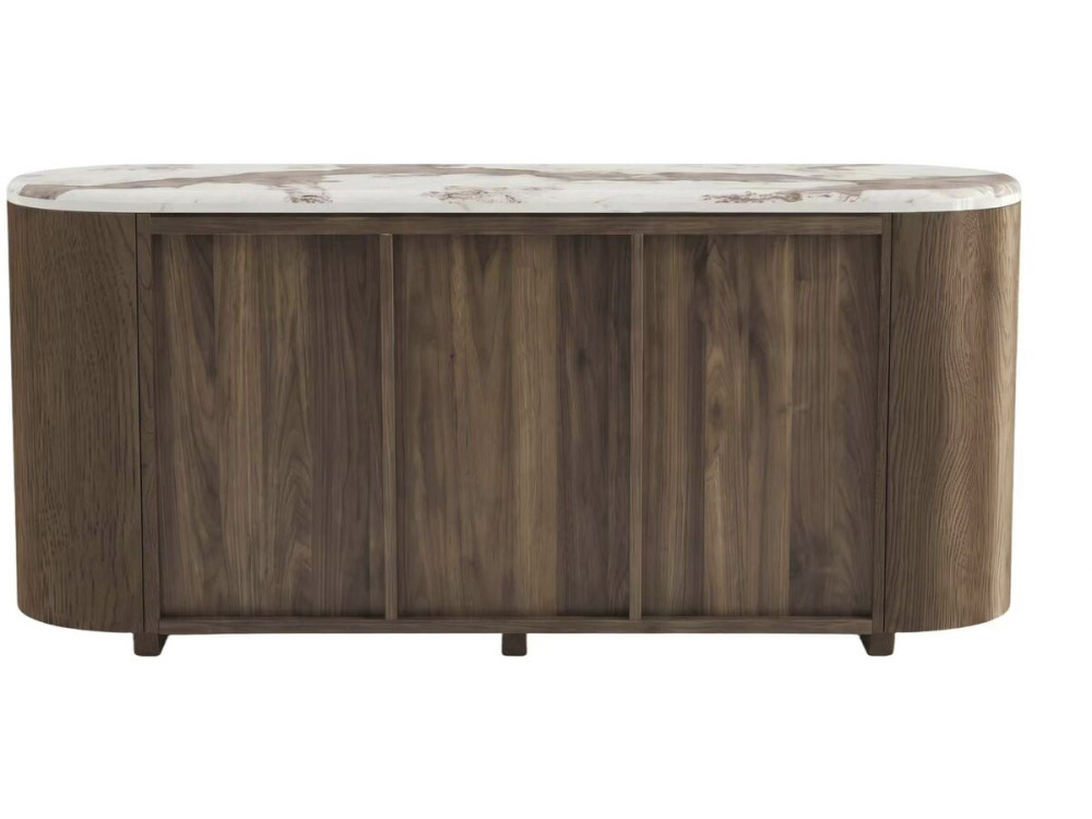 Buffet en bois avec plateau en céramique "Azya" - 160 x 45 x 75 cm - Marron