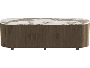 Meuble TV avec plateau en céramique pandora "Azya" - 160 x 45 x 45 cm - Marron
