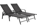 Lot de 2 Bains de soleil en métal avec accoudoirs "Farniente" - Marron - Gris