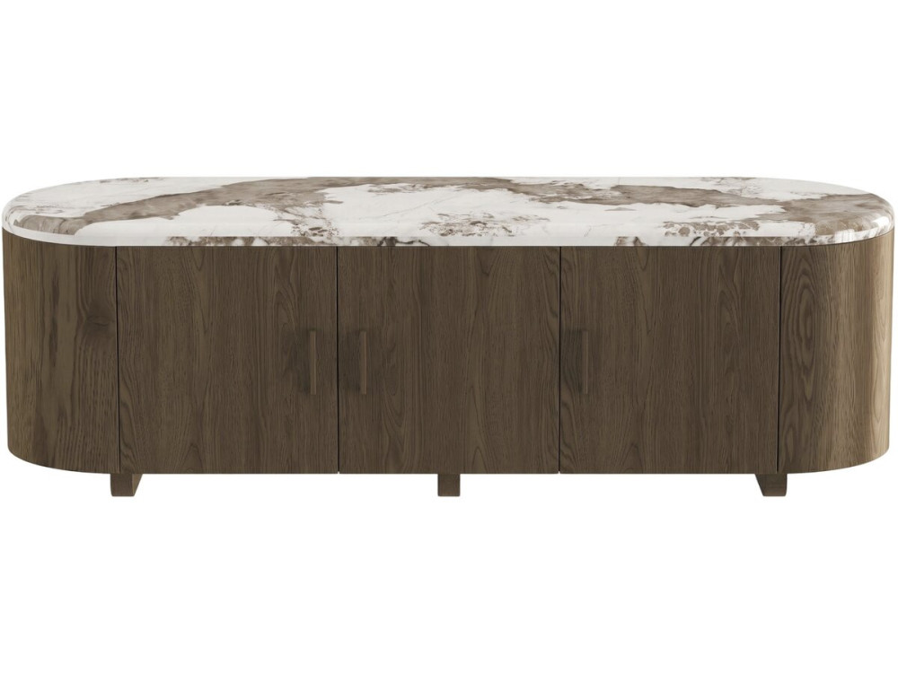 Meuble TV avec plateau en céramique pandora "Azya" - 160 x 45 x 45 cm - Marron