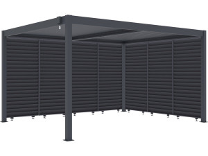 Pergola bioclimatique avec 7 persiennes en aluminium "Windsor" - 3 x 4 m - Gris