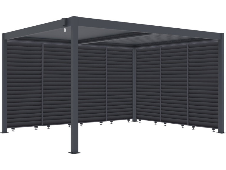 Pergola bioclimatique avec 7 persiennes en aluminium "Windsor" - 3 x 4 m - Gris