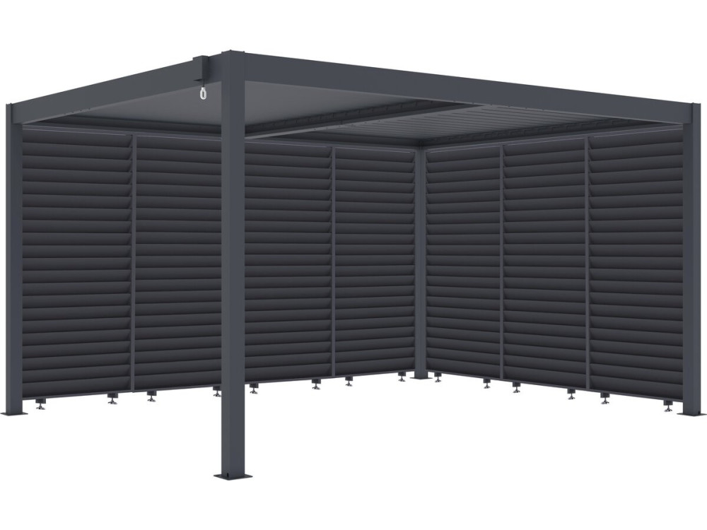 Pergola bioclimatique avec 7 persiennes en aluminium "Windsor" - 3 x 4 m - Gris
