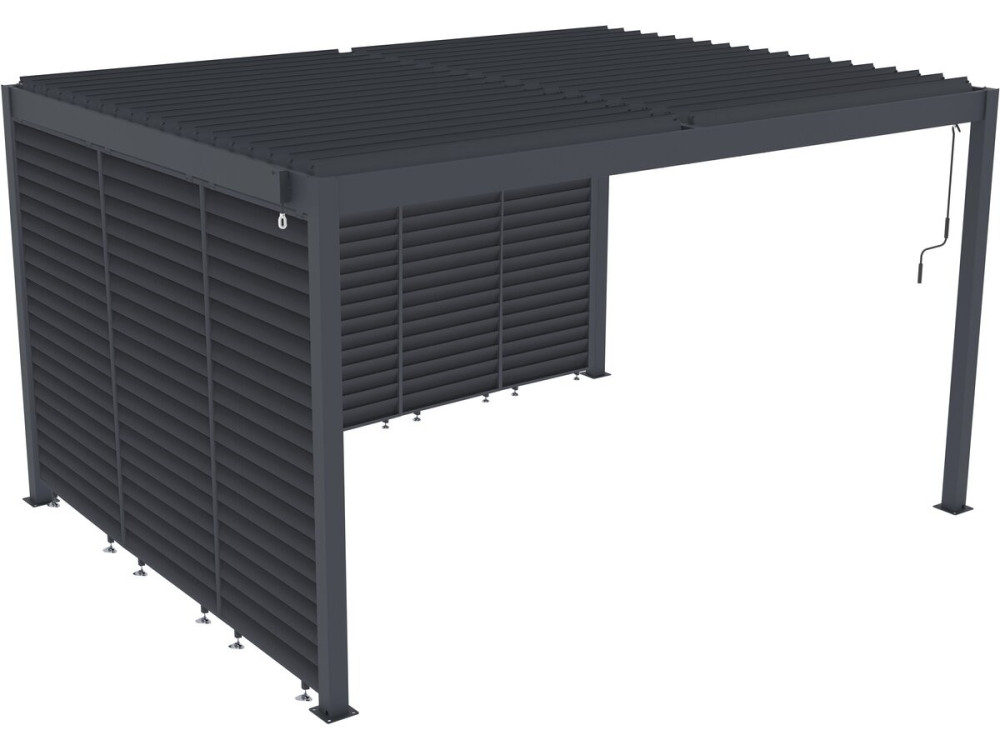 Pergola bioclimatique avec 7 persiennes en aluminium "Windsor" - 3 x 4 m - Gris