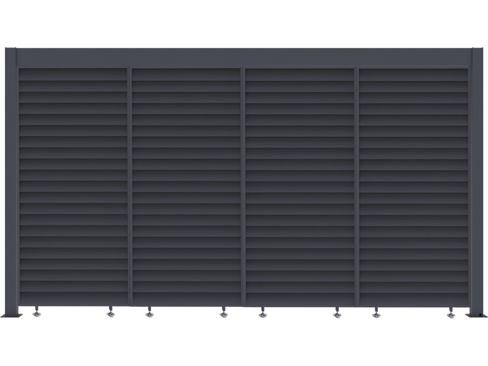 Pergola bioclimatique avec 7 persiennes en aluminium "Windsor" - 3 x 4 m - Gris