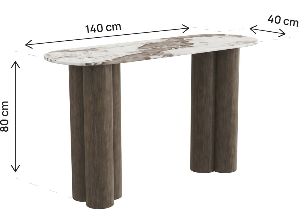 Console avec plateau en céramique "Zora" - 140 cm - Marron