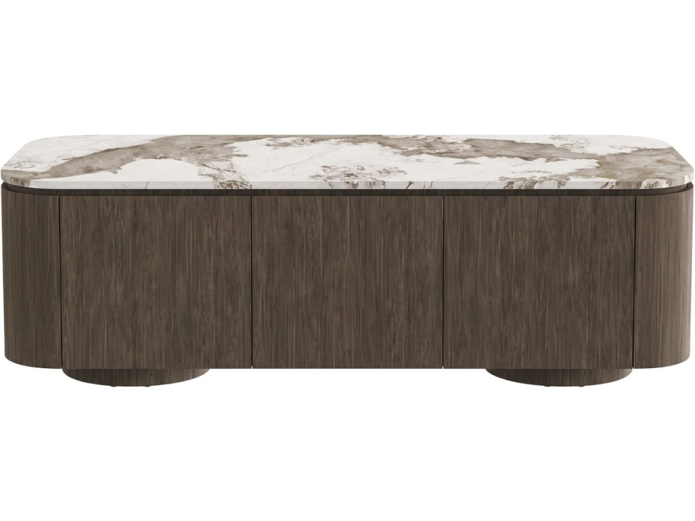 Meuble TV avec plateau en céramique "Zora" - 160 cm - Marron