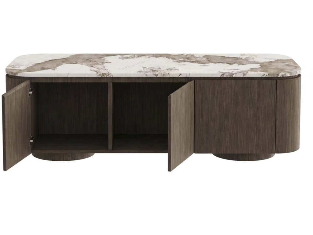 Meuble TV avec plateau en céramique "Zora" - 160 cm - Marron