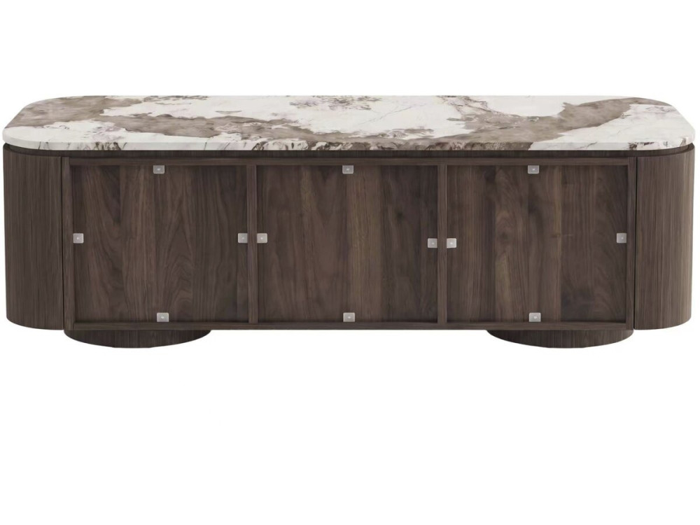 Meuble TV avec plateau en céramique "Zora" - 160 cm - Marron