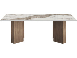 Table basse en bois avec plateau en céramique "Elma" - 120 x 60 x 40 cm - Marron
