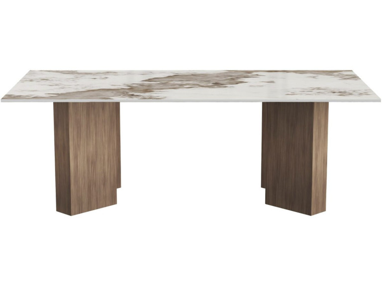 Table basse en bois avec plateau en céramique "Elma" - 120 x 60 x 40 cm - Marron