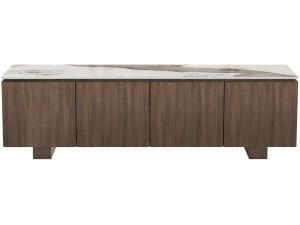 Meuble TV en bois avec plateau en céramique "Elma" - 160 x 45 x 45 cm - Marron