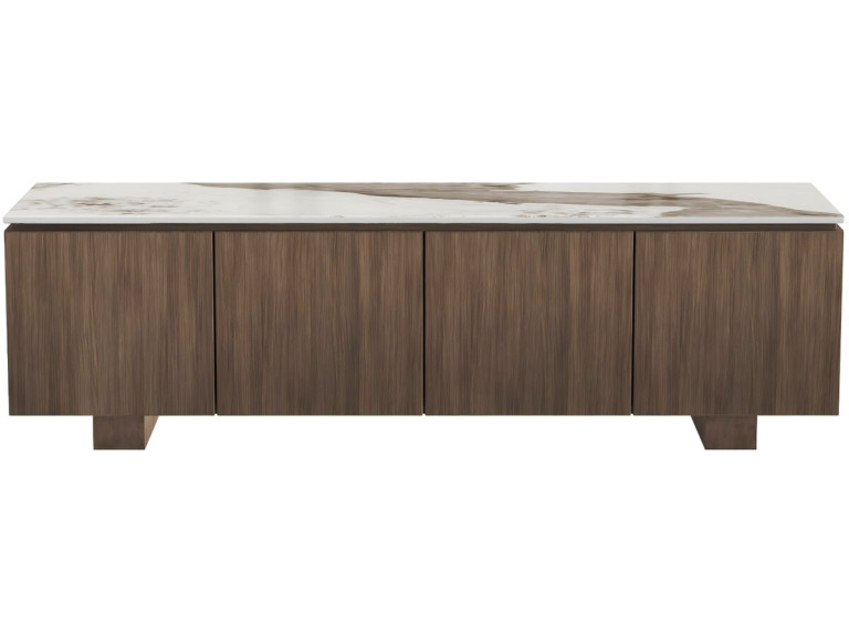 Meuble TV en bois avec plateau en céramique "Elma" - 160 x 45 x 45 cm - Marron