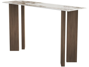 Console en bois avec plateau en céramique "Elma" - 140 x 40 x 80 cm - Marron