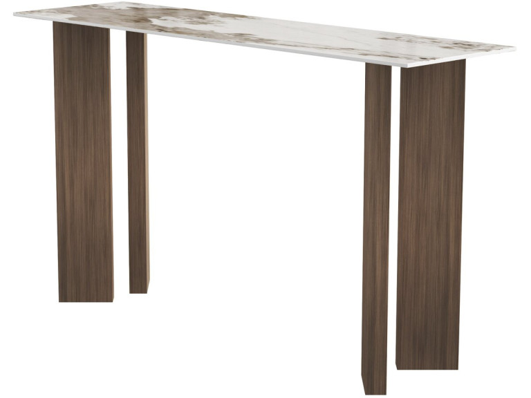 Console en bois avec plateau en céramique "Elma" - 140 x 40 x 80 cm - Marron