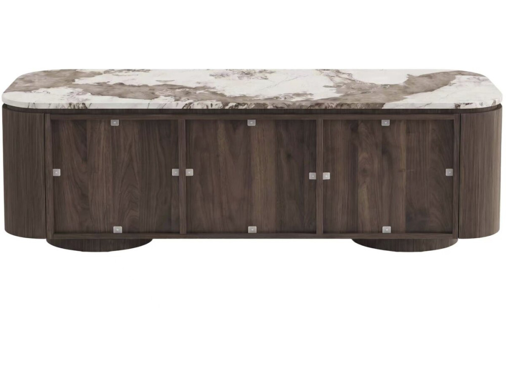 Meuble TV avec plateau en céramique "Zora" - 160 cm - Marron