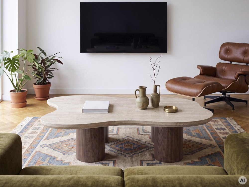 Table basse en bois design "Lya" - 120 cm - Marron