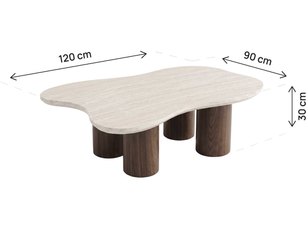Table basse en bois design "Lya" - 120 cm - Marron