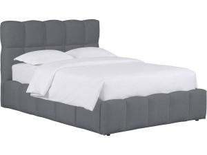 Lit double en tissu avec coffre "Davos" - 140 x 190 cm - Gris