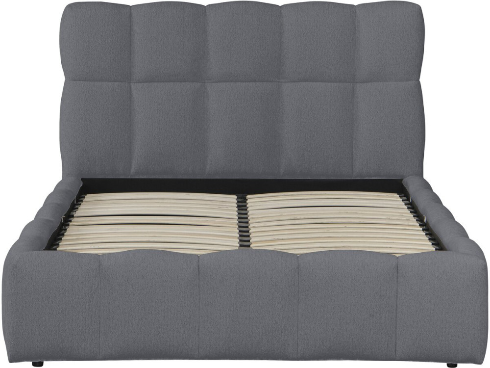 Lit double en tissu avec coffre "Davos" - 140 x 190 cm - Gris