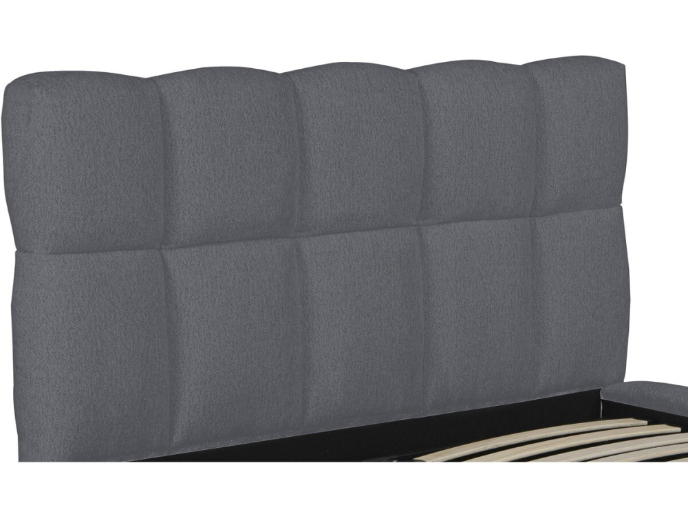 Lit double en tissu avec coffre "Davos" - 140 x 190 cm - Gris
