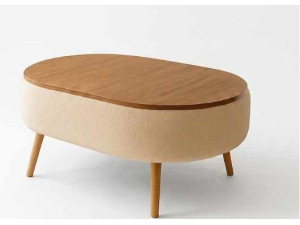 Table basse en bois "Luno" - 90 x 60 x 45 cm - Beige