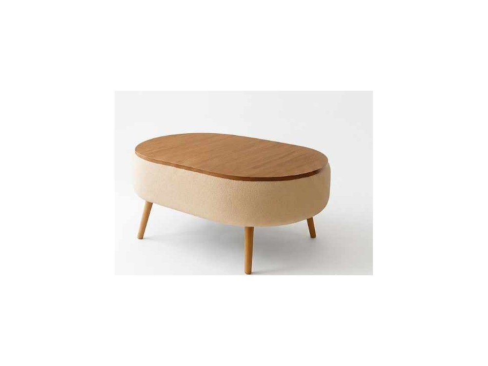 Table basse en bois "Luno" - 90 x 60 x 45 cm - Beige