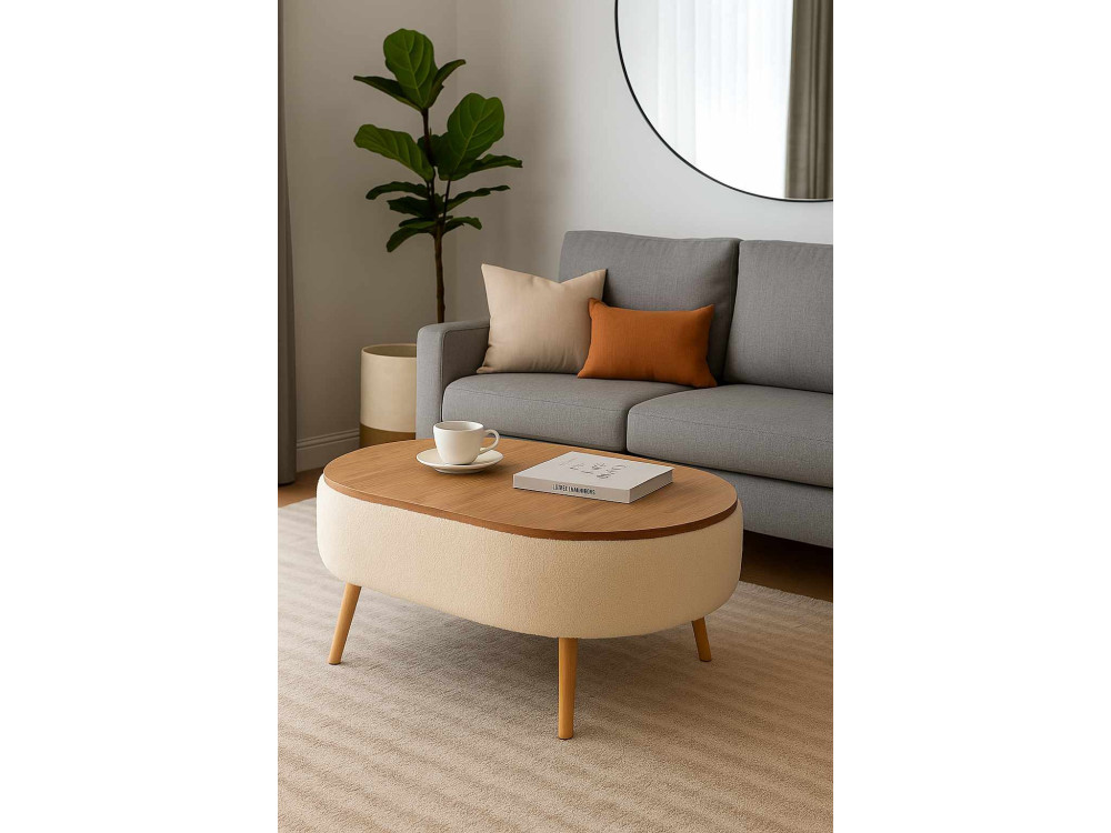 Table basse en bois "Luno" - 90 x 60 x 45 cm - Beige