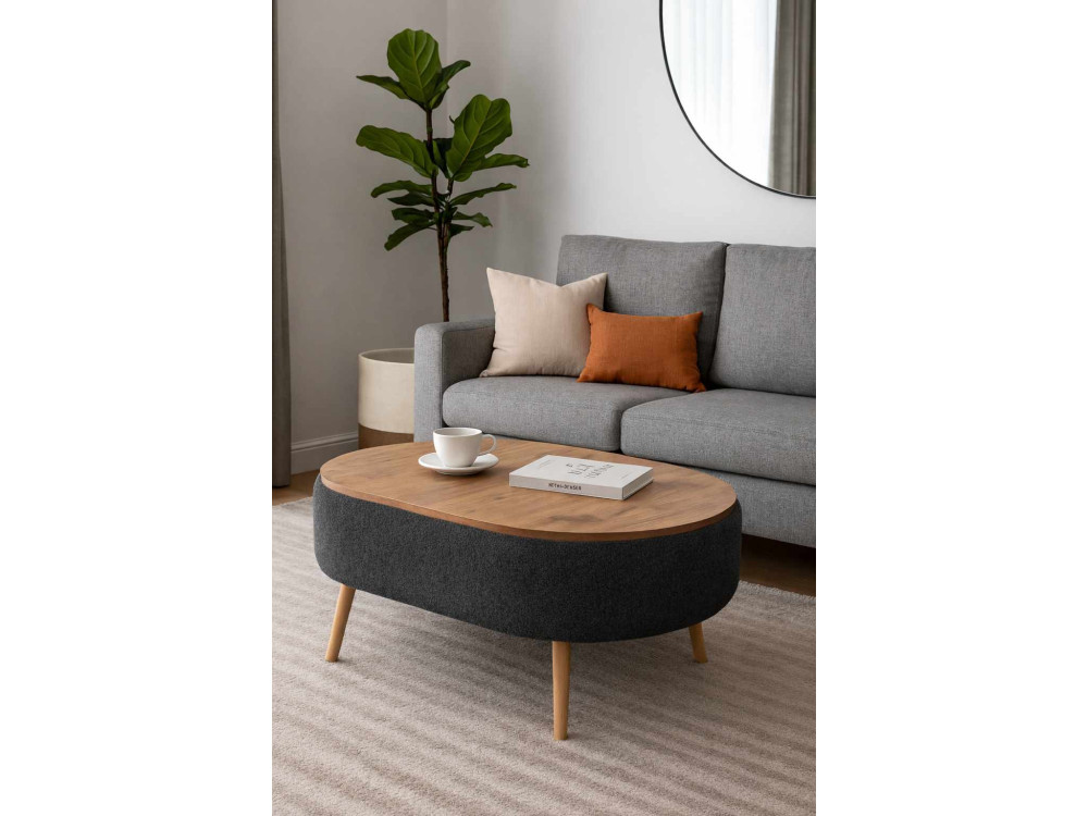 Table basse en bois "Luno" - 90 x 60 x 45 cm - Anthracite
