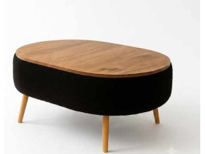 Table basse en bois "Luno" - 90 x 60 x 45 cm - Noir