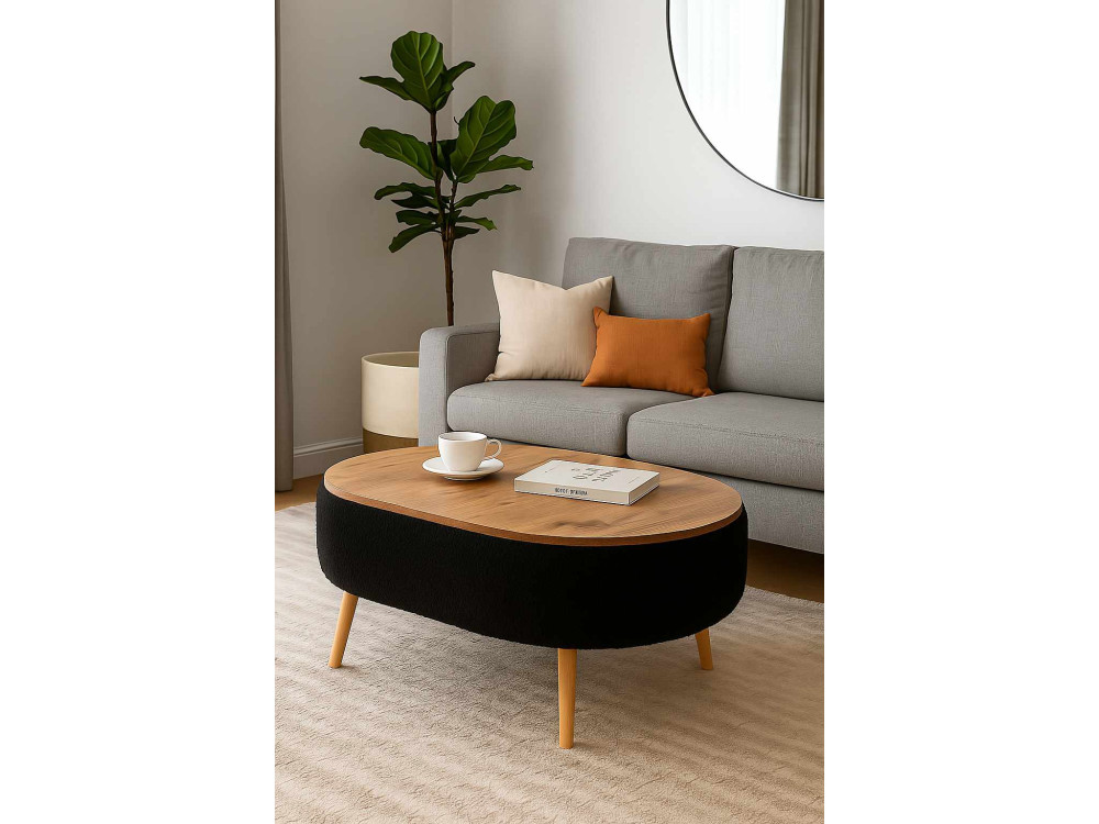 Table basse en bois "Luno" - 90 x 60 x 45 cm - Noir