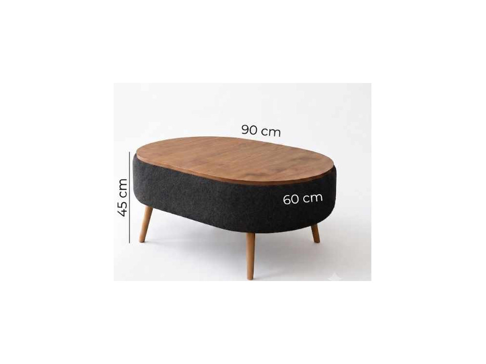 Table basse en bois "Luno" - 90 x 60 x 45 cm - Noir
