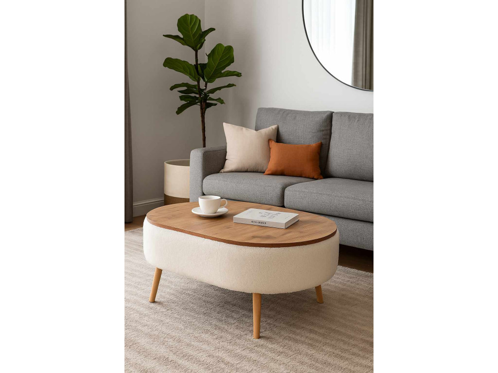 Table basse en bois "Luno" - 90 x 60 x 45 cm - Blanc