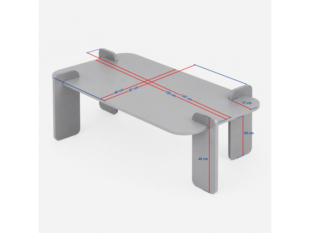 Table basse en bois "Marais" - 117 x 117 x 35 cm - Travertin / Noyer Venezia