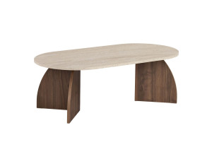 Table basse en bois "Melina" - 120 x 60 x 40 cm - Travertin / Noyer Venezia