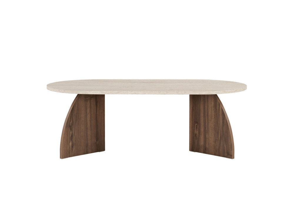 Table basse en bois "Melina" - 120 x 60 x 40 cm - Travertin / Noyer Venezia