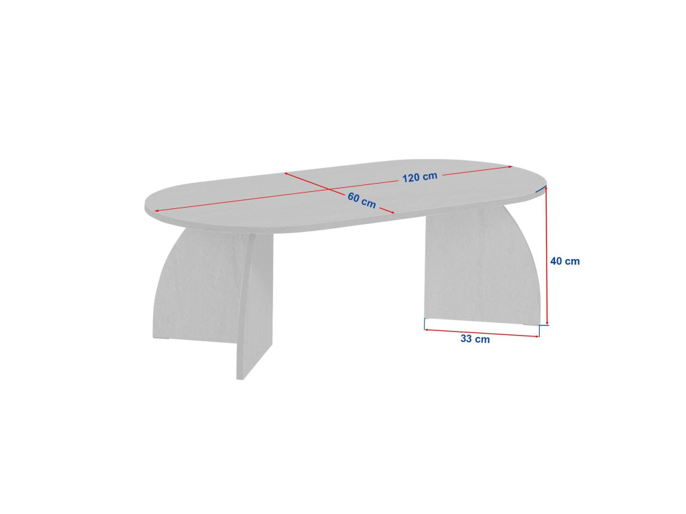 Table basse en bois "Melina" - 120 x 60 x 40 cm - Travertin / Noyer Venezia