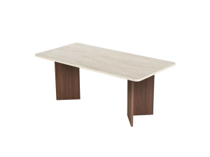 Table à manger en bois "Linza" - 180 x 90 x 75 cm - Travertin / Noyer Milano