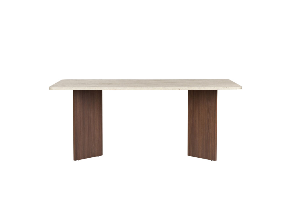 Table à manger en bois "Linza" - 180 x 90 x 75 cm - Travertin / Noyer Milano