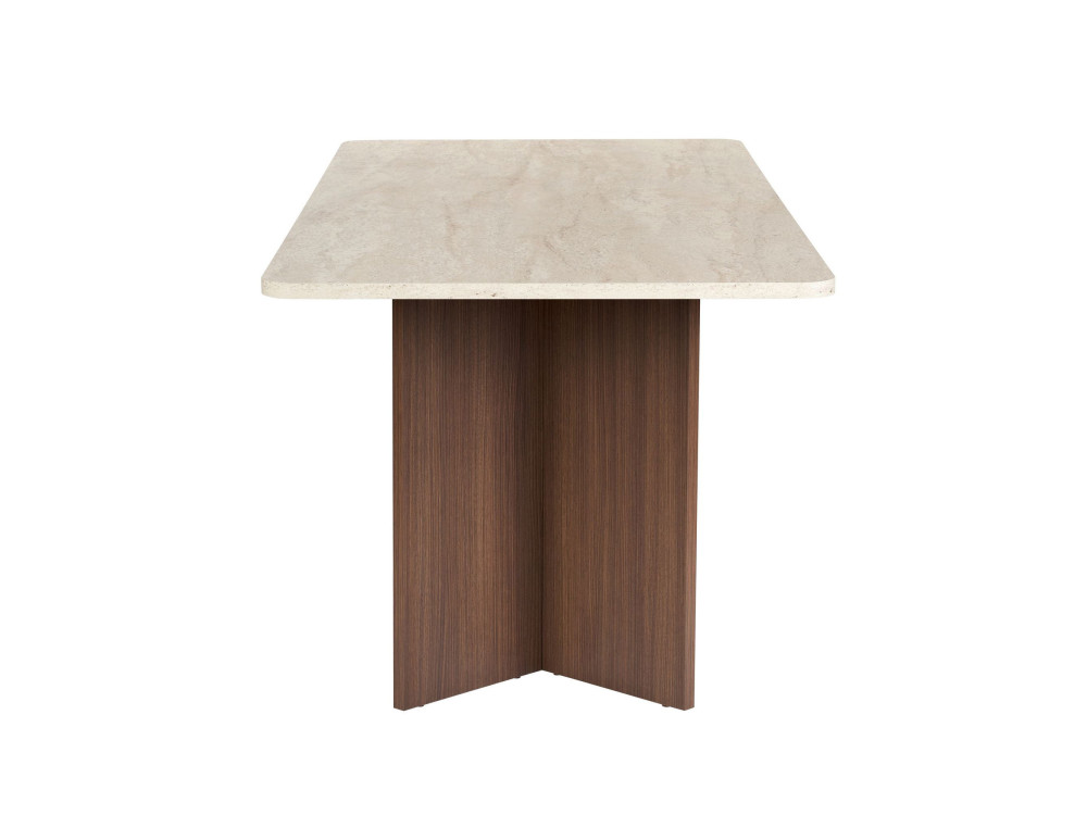 Table à manger en bois "Linza" - 180 x 90 x 75 cm - Travertin / Noyer Milano