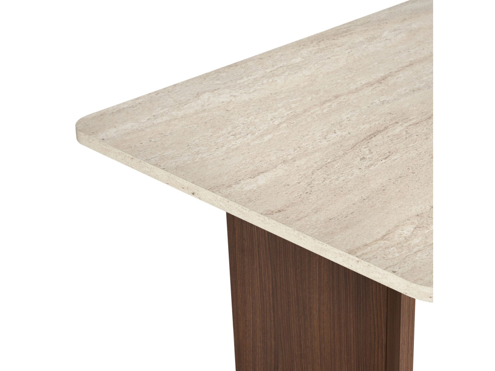 Table à manger en bois "Linza" - 180 x 90 x 75 cm - Travertin / Noyer Milano