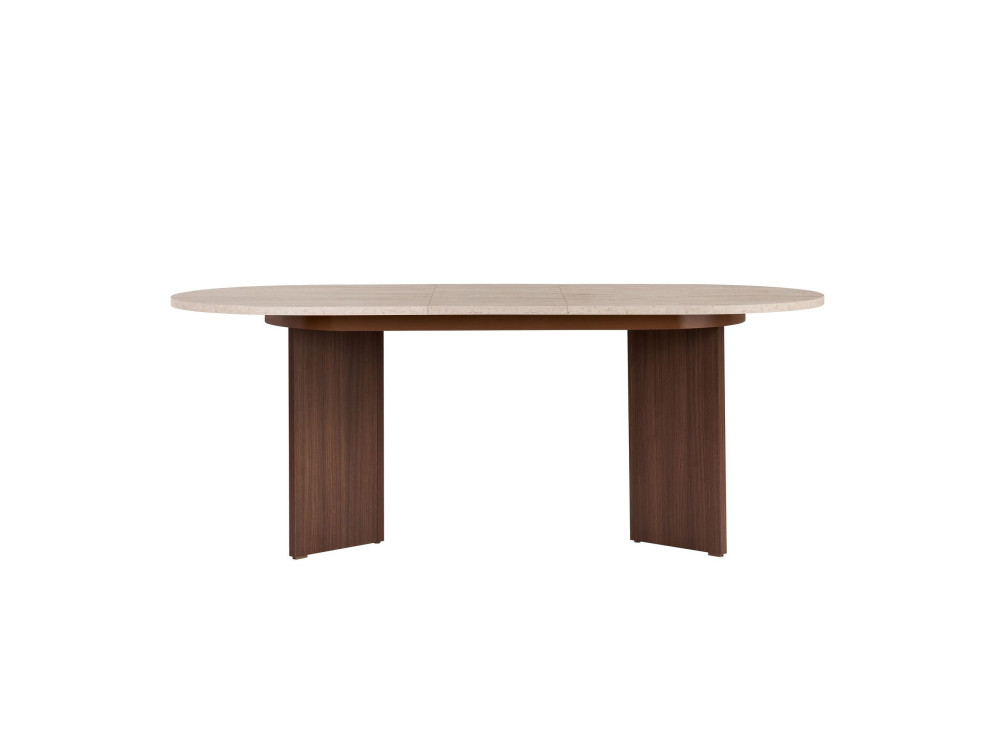 Table à manger extensible en bois "Sorell" - 160 x 90 x 75 cm - Travertin / Noyer Milano