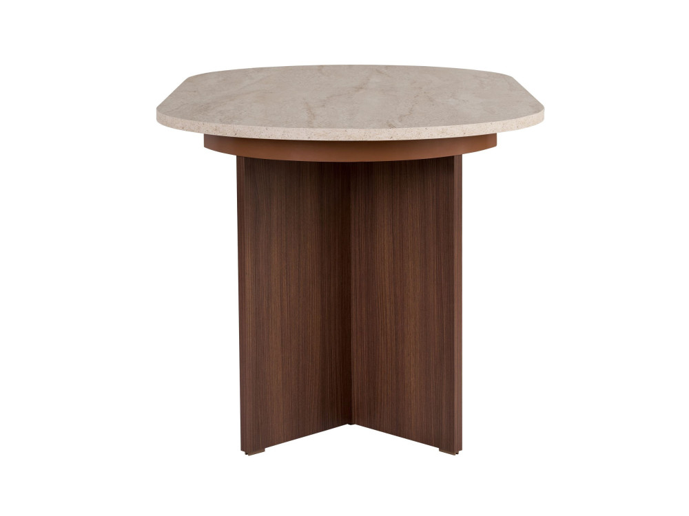Table à manger extensible en bois "Sorell" - 160 x 90 x 75 cm - Travertin / Noyer Milano