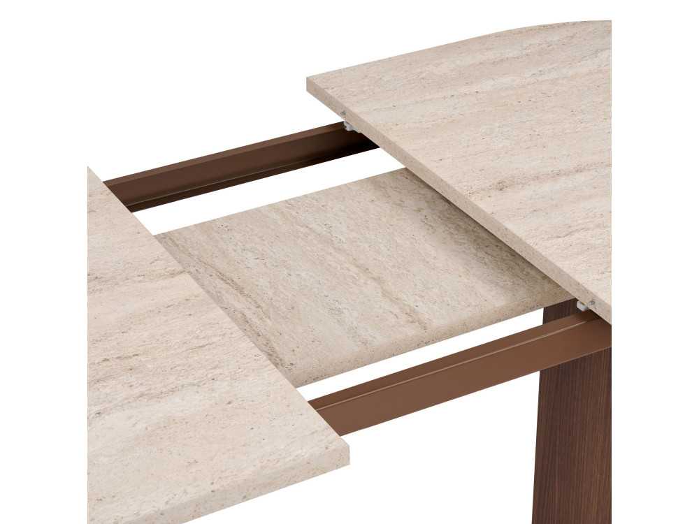 Table à manger extensible en bois "Sorell" - 160 x 90 x 75 cm - Travertin / Noyer Milano