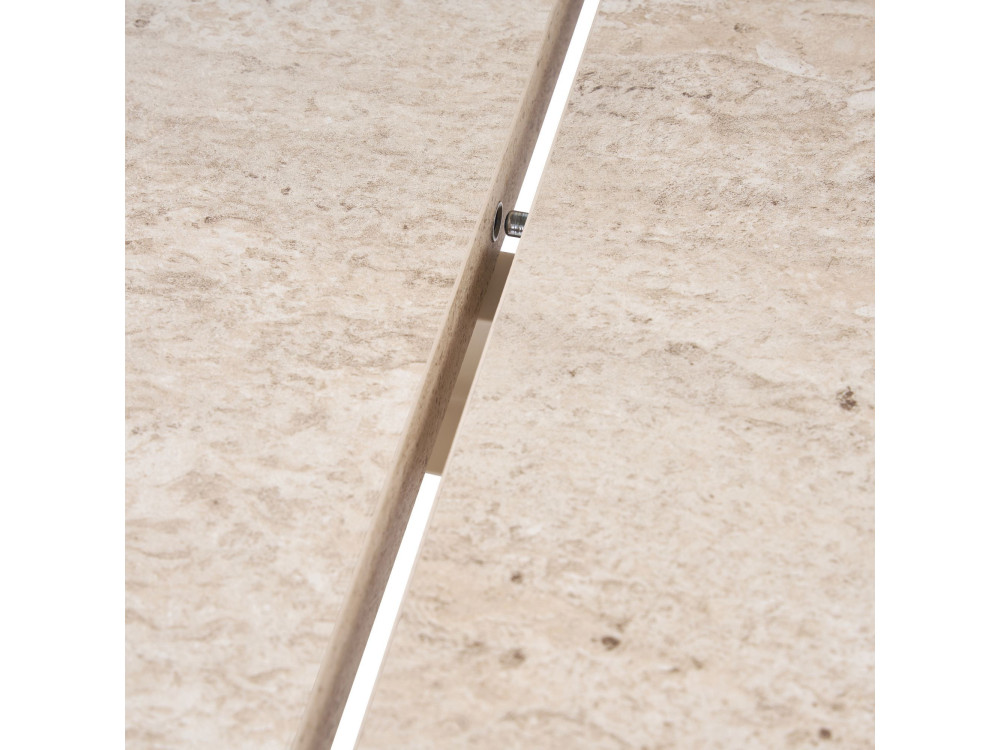 Table à manger extensible en bois "Sorell" - 160 x 90 x 75 cm - Travertin / Noyer Milano