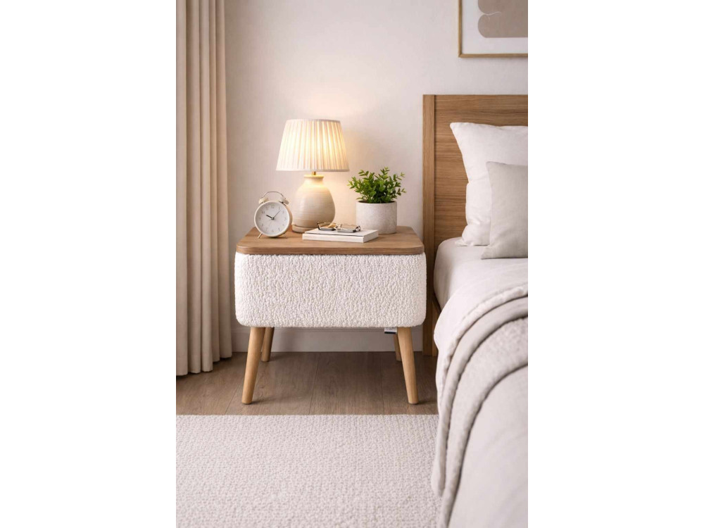 Table de chevet en bois "Nivo" - 45 x 30 x 45 cm - Blanc